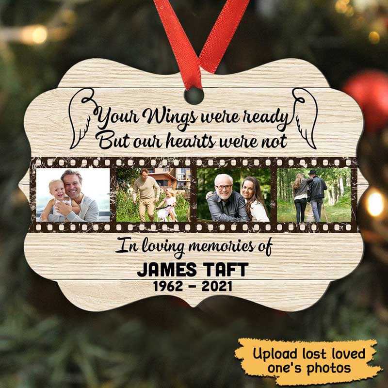 Our Hearts Not Ready Photo Memorial Personalized Christmas Ornament