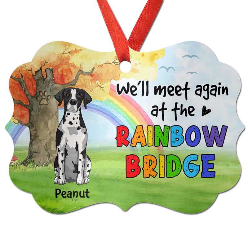 Rainbow Bridge Dog Cat Memorial Personalized Christmas Ornament