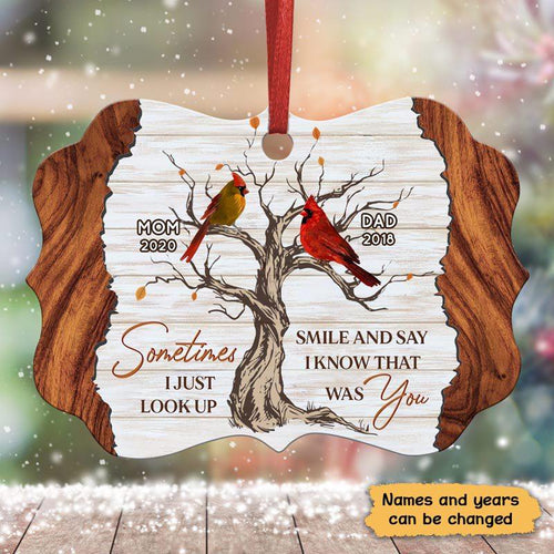 Sometimes I Just Look Up Cardinal Family Memorial Personalized Christmas Ornament
