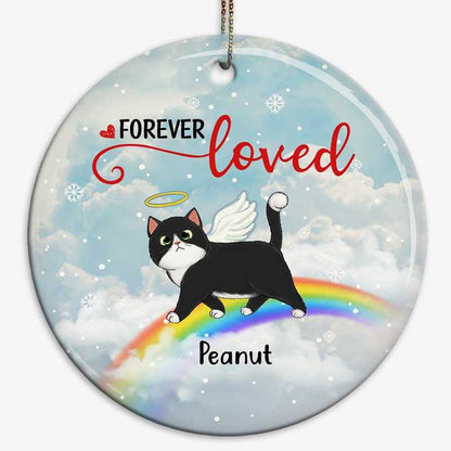 Walking Fluffy Cats Memorial Personalized Circle Ornament