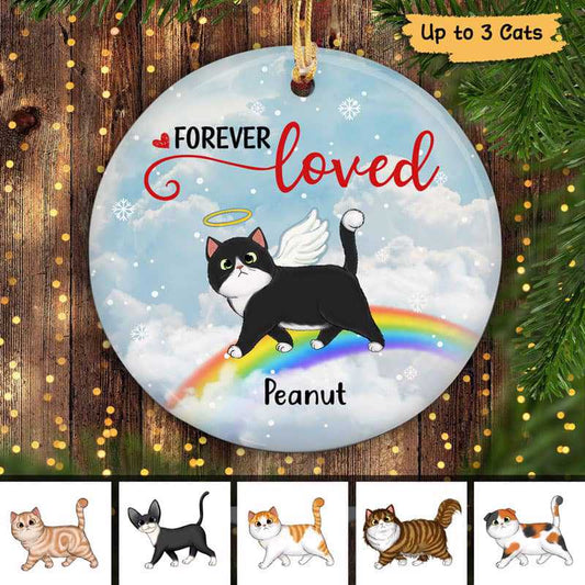 Walking Fluffy Cats Memorial Personalized Circle Ornament