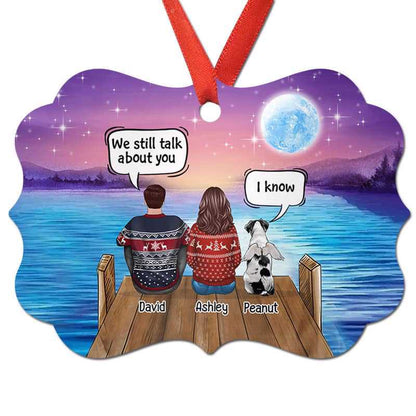 We Still About You Couple & Dog Memorial Personalized Christmas Ornament
