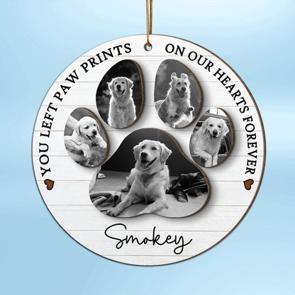 You Left Paw Prints On Our Hearts Photo Inserted Personalized 2-Layer Wooden Ornament