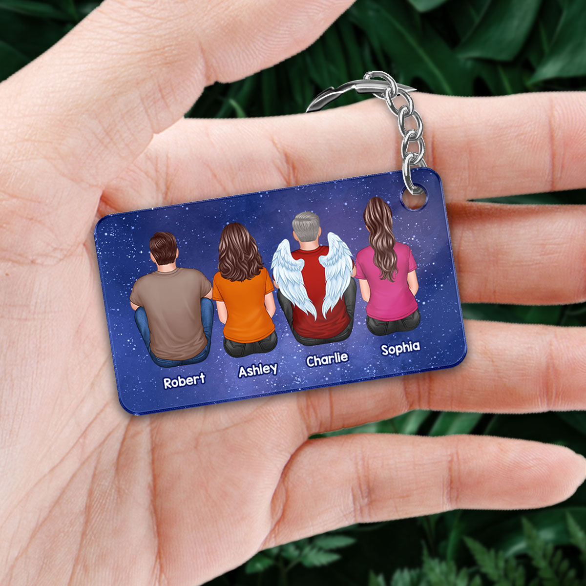 Always With You Blue Sky Butterflies Family Members Memorial Gift Remembrance Keepsake Personalized Acrylic Keychain