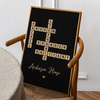 Family Crossword Art - Created In A Moment, Treasured Forever Personalized Poster