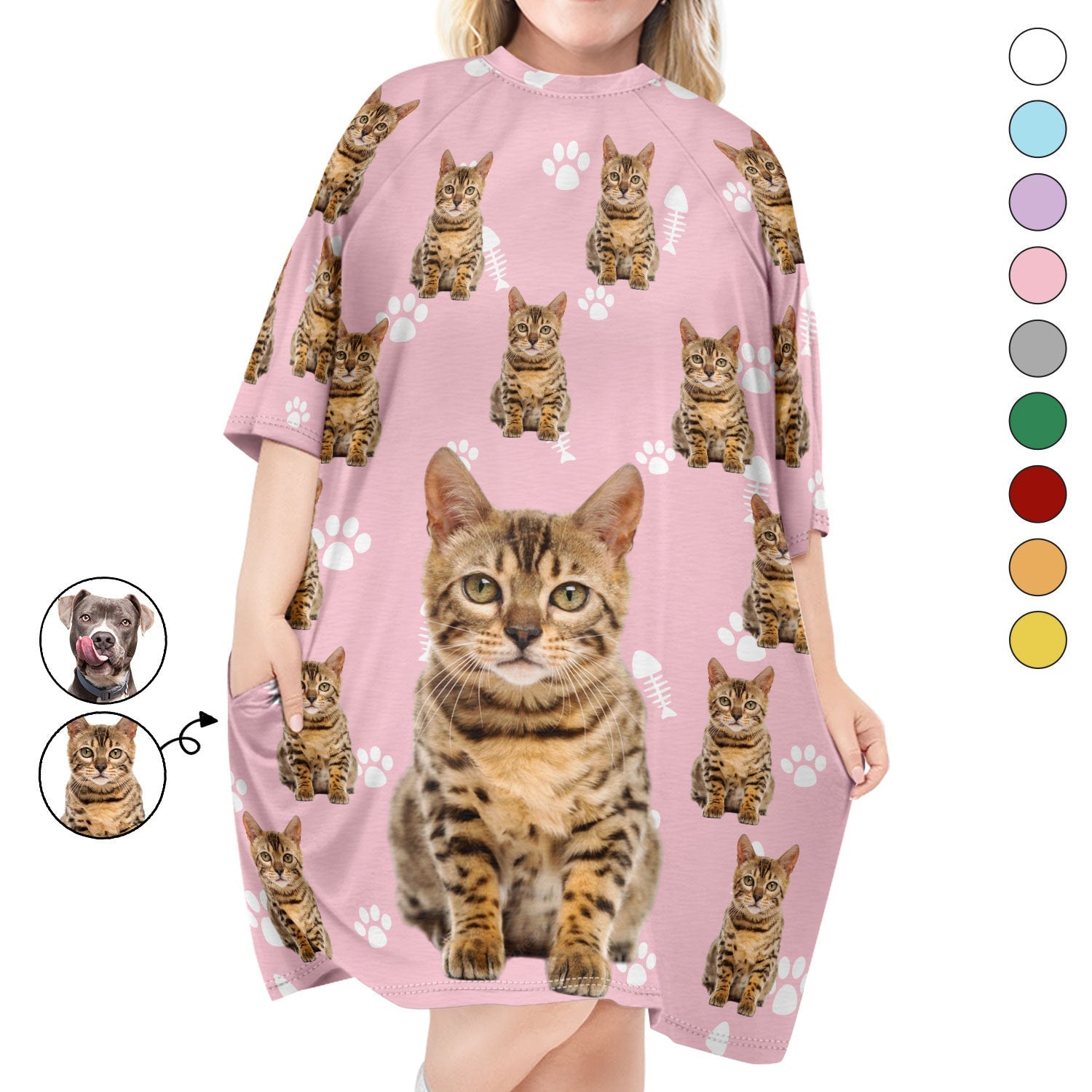 Custom Photo Dog Cat - Gift For Pet Lovers, Pet Mom - Personalized Women's Sleep Tee