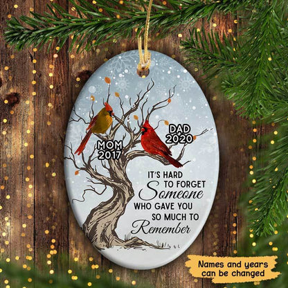 Memorial Cardinal Hard To Forget Personalized Oval Ornament