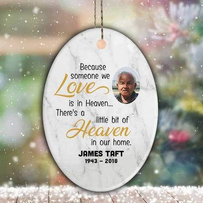 Someone In Heaven Memorial Personalized Photo Oval Ornament