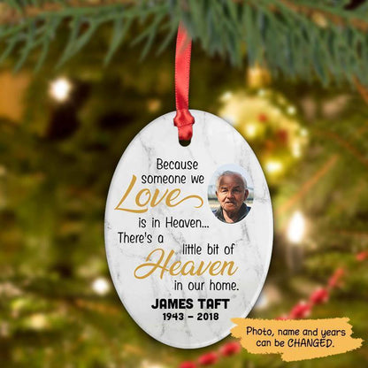 Someone In Heaven Memorial Personalized Photo Oval Ornament