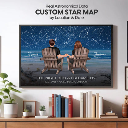Eternal Love Couple Custom Star Map Landscape Personalized Poster, Heartfelt 2025 Anniversary Gift Wedding Gift For Couple, Husband, Wife, Dad, Mom