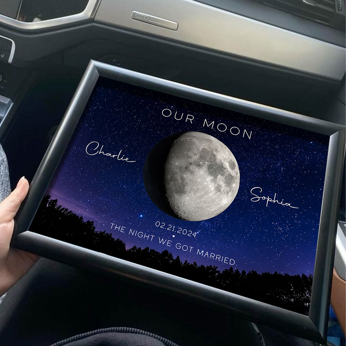 Our Moon Couple Gift Moon Phase Art Anniversary for Wife, Gift for Husband Wedding Anniversary Personalized Poster