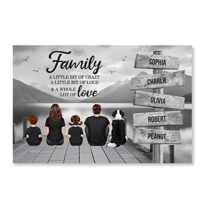 Retro Vintage Family A Little Whole Lot of Love Sign Posts Personalized Poster, Unique 2024 Christmas Gift For Family