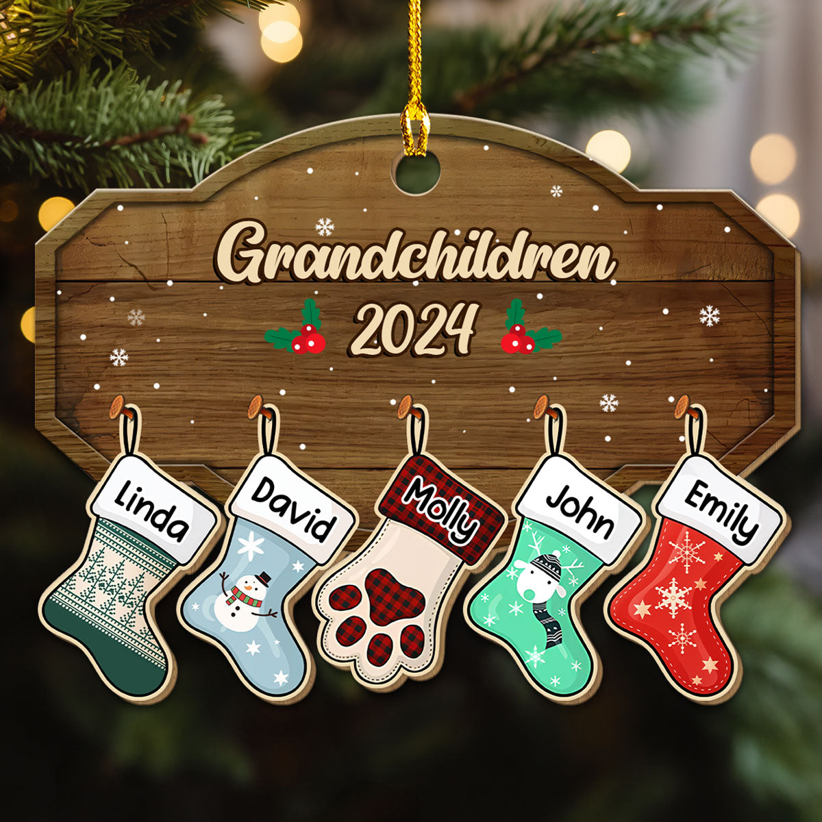 Family With Pet - Personalized Custom Wood Ornament