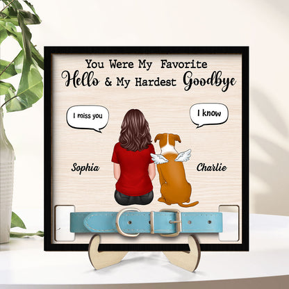 I Miss You Memorial Conversation Dog Cat Pet Loss Remembrance Gift Collar Keepsake Sympathy Gift Personalized Wooden Pet Collar Holder
