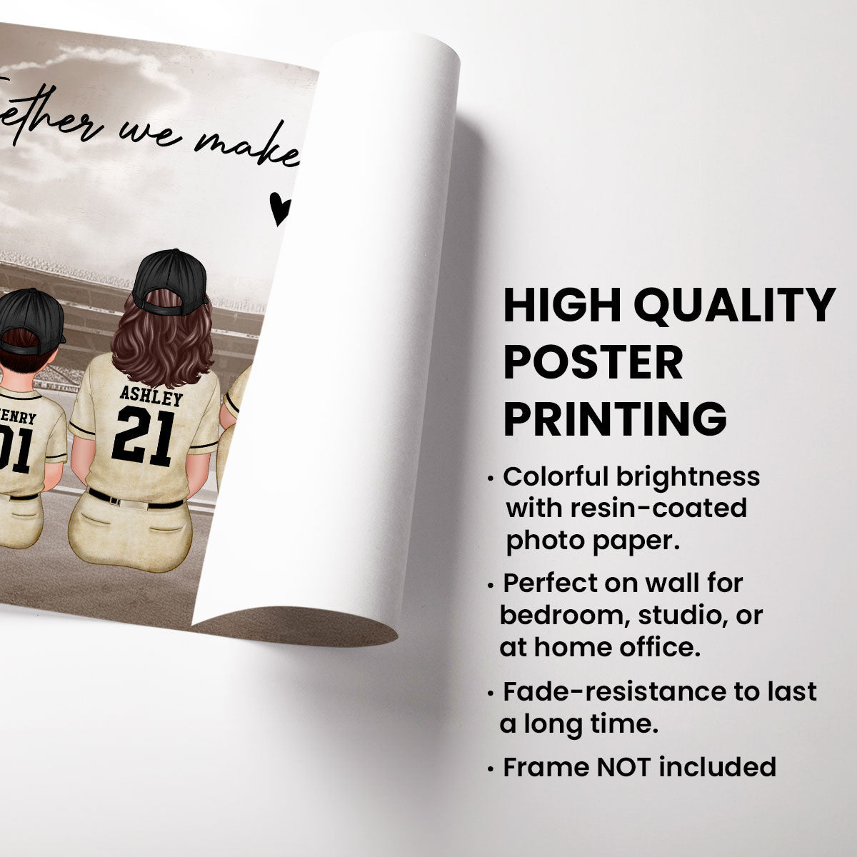 Retro Baseball Family Sitting Personalized Poster