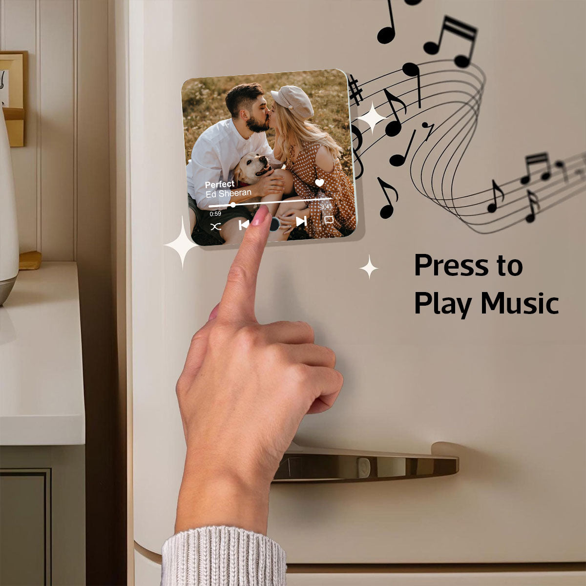 Custom Photo & Favorite Song Personalized Music Fridge Magnet, Valentine's Day Gift For Couple