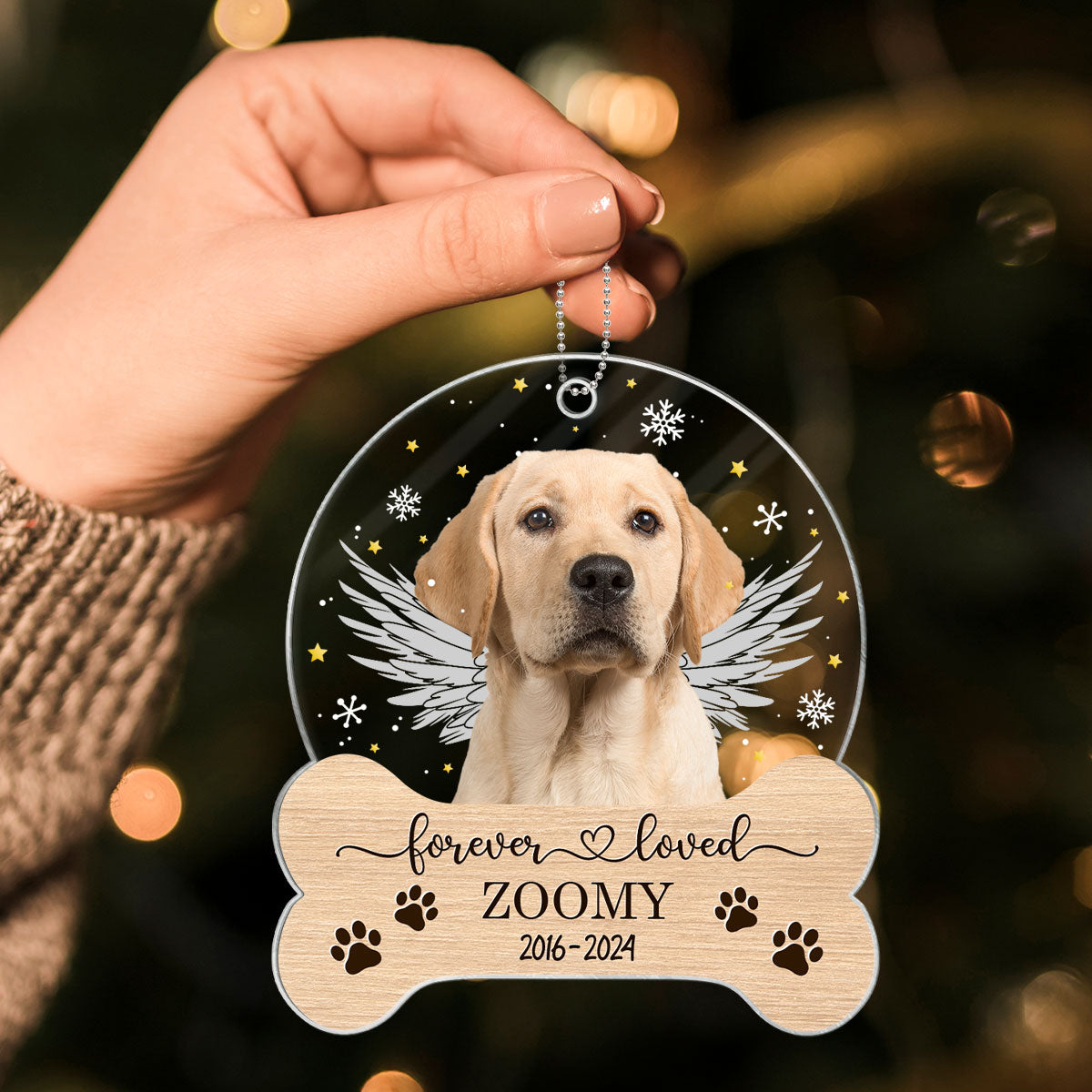 Personalized Dog Memorial Ornament, Custom Dog Photo Christmas Ornament, Pet Memorial Keepsake, Forever Loved Sympathy Gift