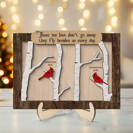 Cardinal Birch Tree Memorial Personalized 2-Layer Wooden Plaque