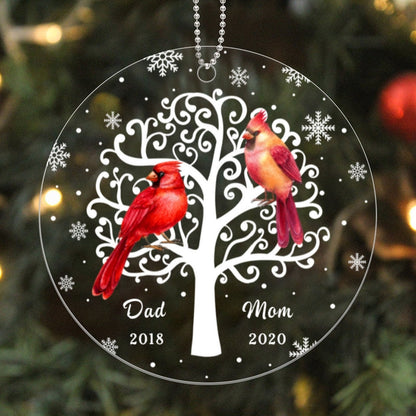 Cardinals Tree Memorial Personalized Acrylic Ornament