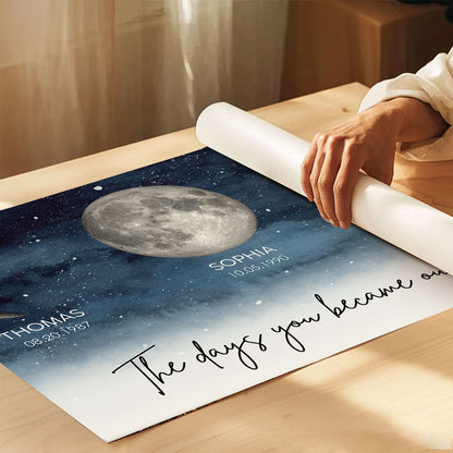 Starry Night The Day You Became Mom Custom Birth Moon Phase Personalized Poster, Heartfelt 2025 Mother's Day Gift For Mom