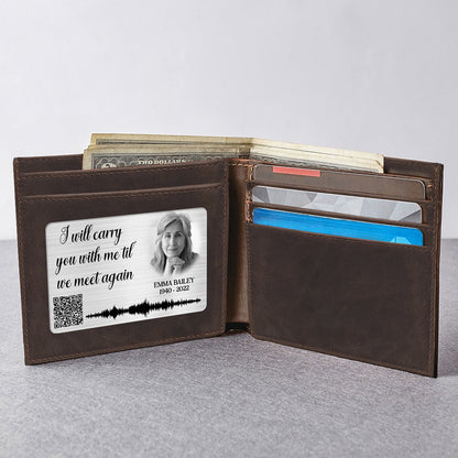 Carry You With Me Photo Inserted Voicemail Scannable QR Code Personalized Metal Card