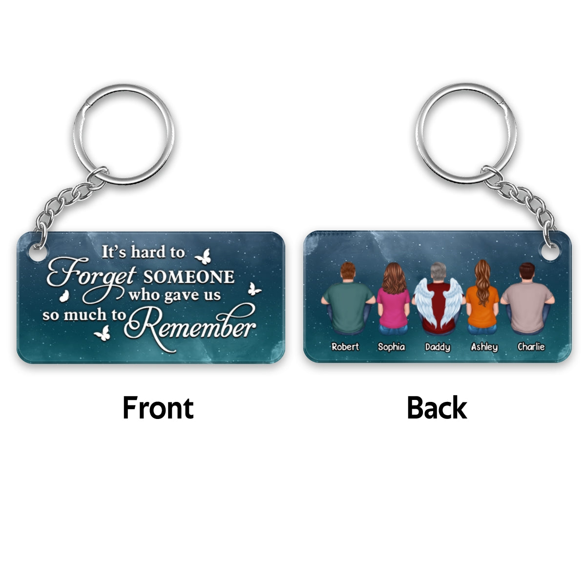 Galaxy Night Sky Always With You Whole Family Memorial Remembrance Gift Personalized Acrylic Keychain