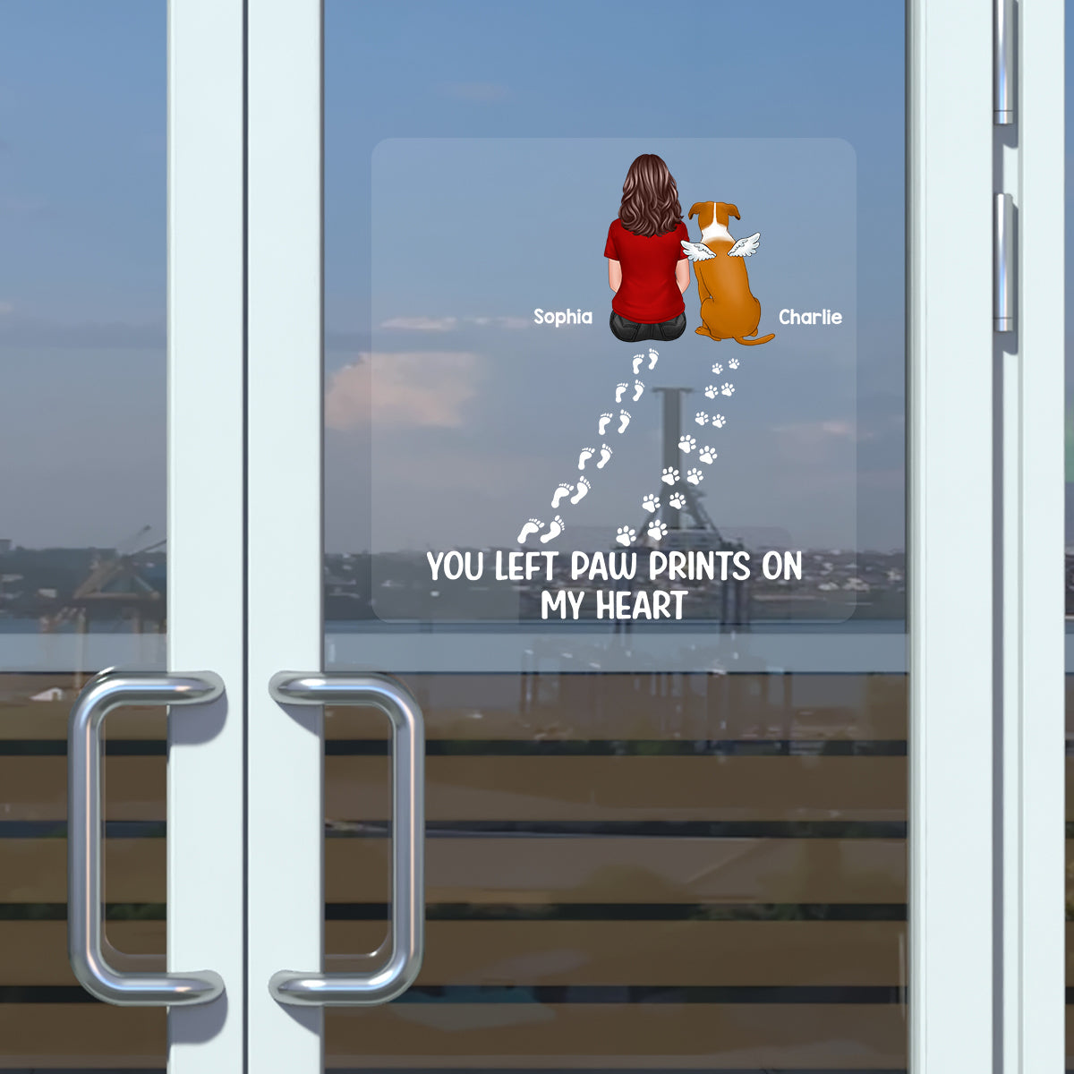 You Left Paw Prints On My Heart Dog Cat Pet Memorial Personalized Decal