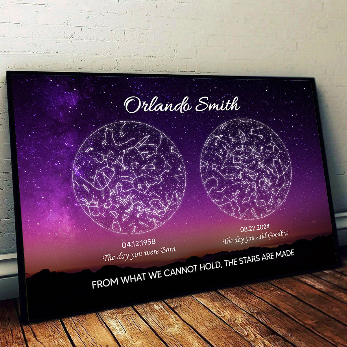 Lost Loved One Star Map Art Memorial Sympathy Gift Personalized Poster, Custom By Location And Date