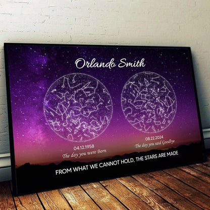 Lost Loved One Star Map Art Memorial Sympathy Gift Personalized Poster, Custom By Location And Date