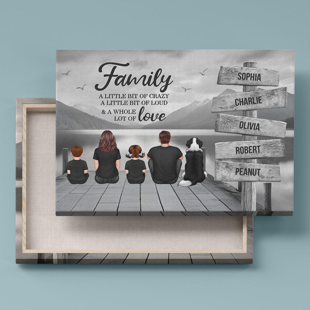 Family A Little Whole Lot of Love Sign Posts Personalized Canvas Prints, Home Decoration, Gift For Family