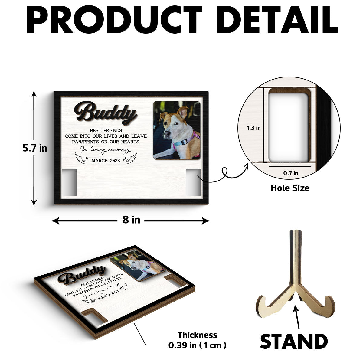 Pet Loss Dog Cat Photo Memorial Remembrance Gift Pet Collar Keepsake Personalized Wooden Pet Collar Holder