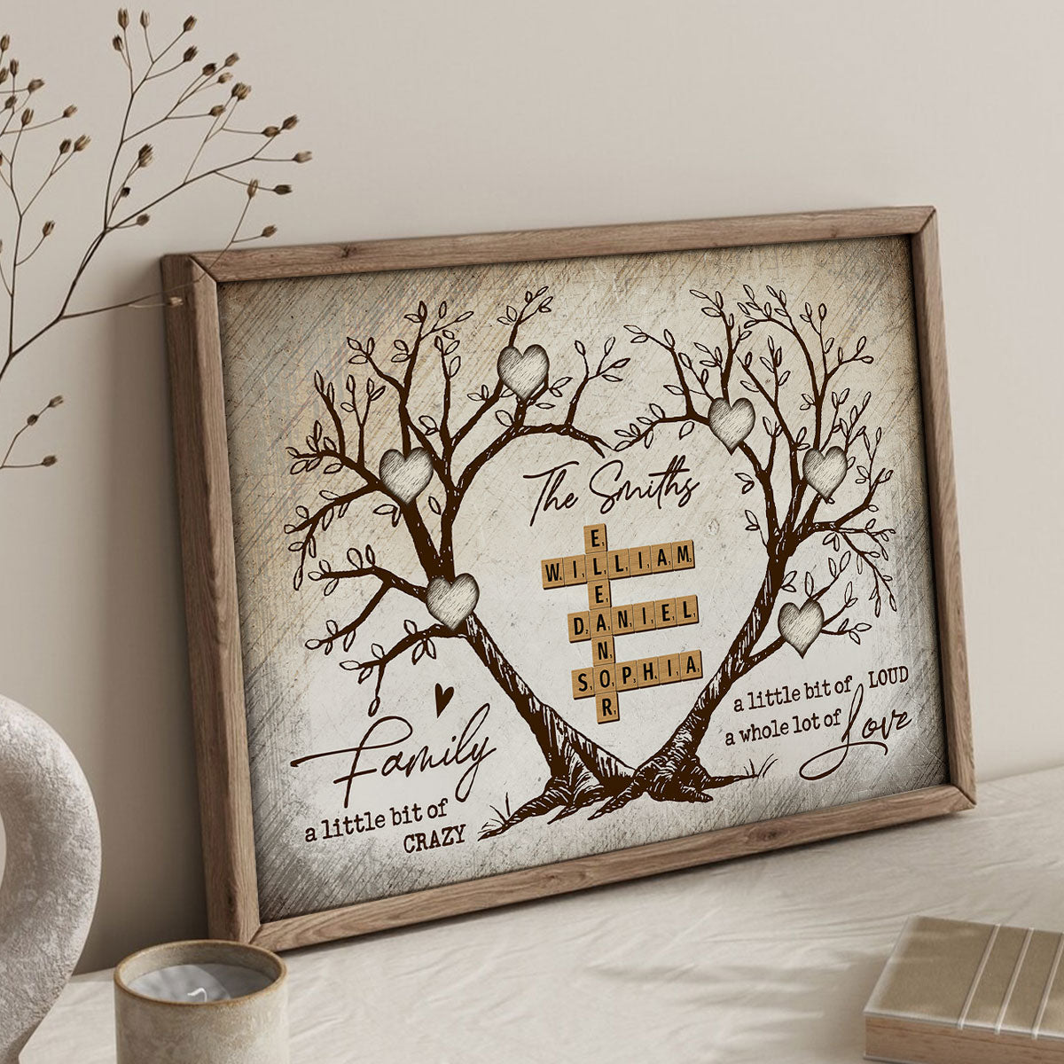 Family Heart Tree Crossword Puzzle, Captured In A Moment, Cherished For A Lifetime Personalized Poster