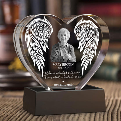 Personalized Picture Frame Memorial Gift Premium Heart LED, Heartfelt Table Decoration for Loss of Loved One
