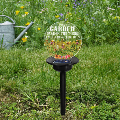 Pardon The Weeds - Gift For Gardening Lovers, Gardeners, Bee Lovers, Mom, Grandma - Personalized Solar Light - The Next Custom Gift