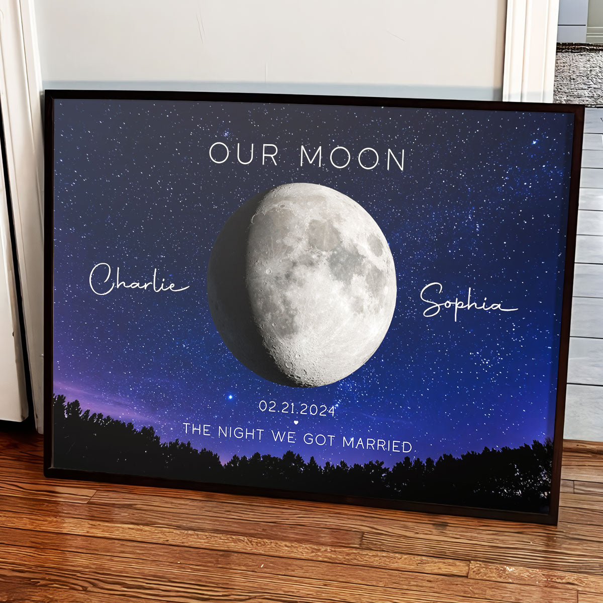 Our Moon Couple Gift Moon Phase Art Anniversary for Wife, Gift for Husband Wedding Anniversary Personalized Poster