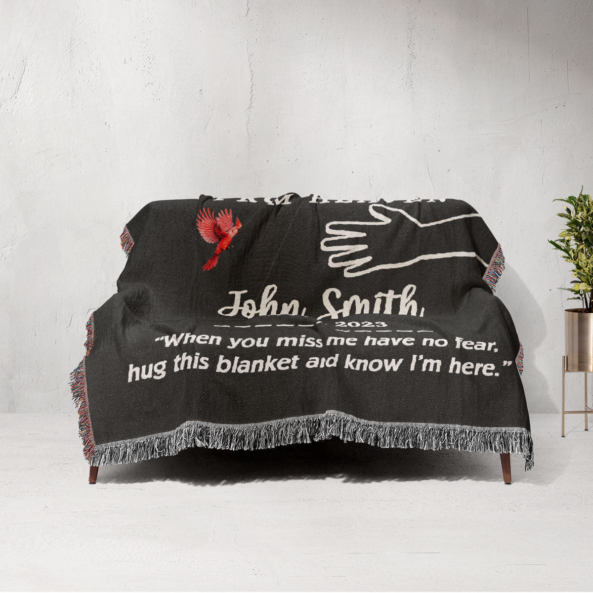 A Hug From Heaven Memorial Keepsake Personalized Tapestry Woven Blanket