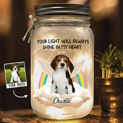 Pet Lovers - A Piece Of My Heart Is At The Rainbow Bridge - Personalized Jar Light - The Next Custom Gift