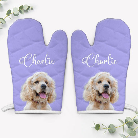 Pet Lovers - Custom Photo And Name Oven Mitt - Personalized Oven Mitts, Pot Holder - The Next Custom Gift