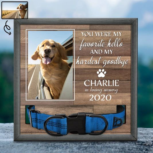 Pet Lovers - Custom Photo My Hardest Goodbye - Memorial - Personalized Pet Loss Sign, Collar Frame - The Next Custom Gift
