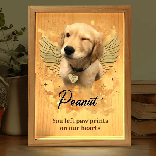 Pet Lovers - Custom Photo You Left Paw Prints On Our Hearts - Personalized Custom Frame Light Box (HJ) - The Next Custom Gift