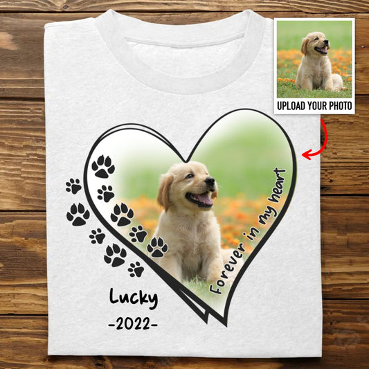 Pet Lovers - Forever In My Heart - Personalized Unisex T - Shirt (TS) - The Next Custom Gift