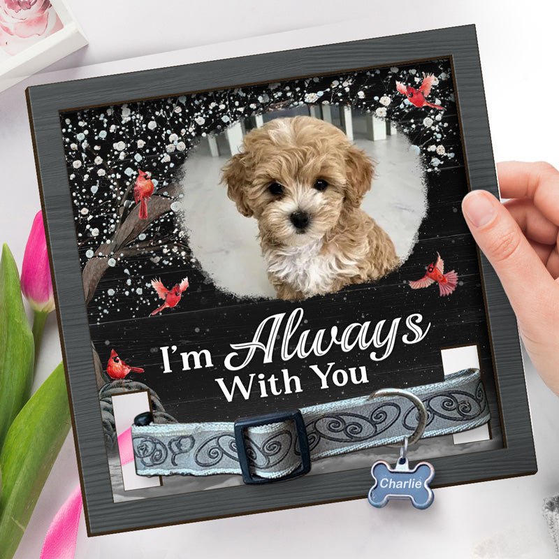 Pet Lovers - I am Always With You - Personalized Custom Pet Loss Sign, Collar Frame With Stand - The Next Custom Gift