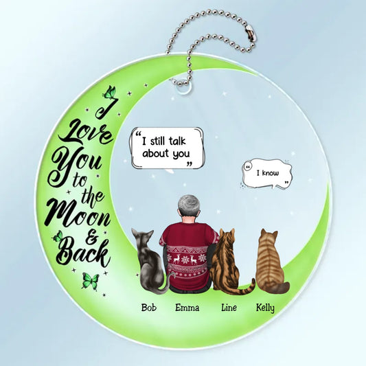 Pet Lovers - I Love You To The Moon And Back - Personalized Acrylic Car Hanger - The Next Custom Gift