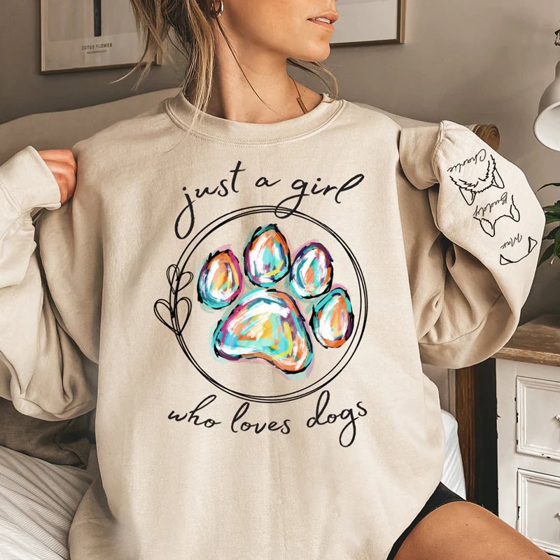 Pet Lovers - Just A Girl Who Loves Dogs - Personalized Sweatshirt (HJ) - The Next Custom Gift