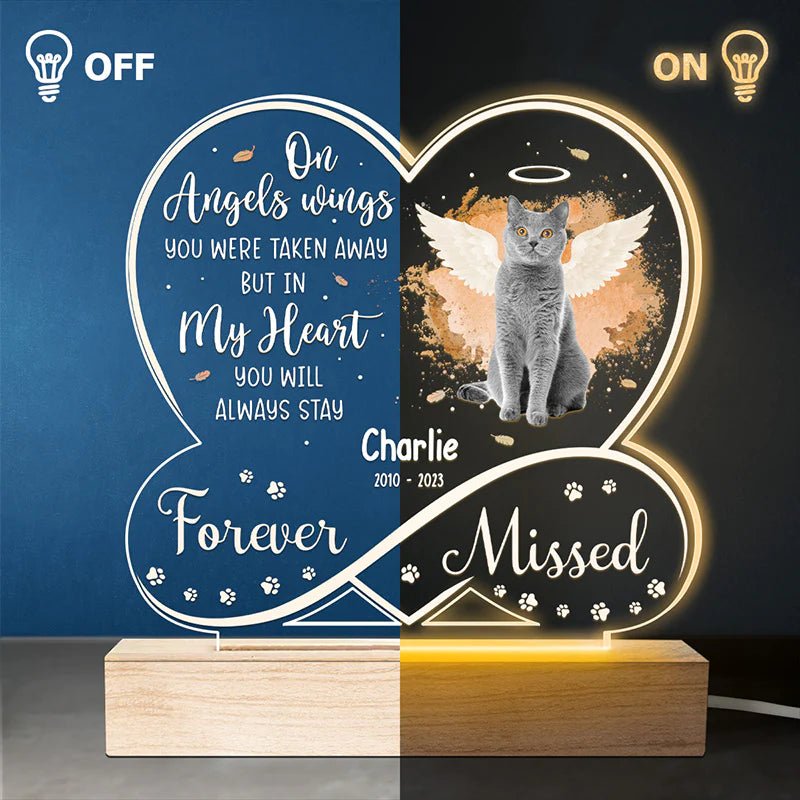 Pet Lovers - On Angels Wings You Were Taken Away But In My Heart You Will Always Stay Forever Missed - Personalized Shaped 3D LED Light Acrylic (HJ) - The Next Custom Gift