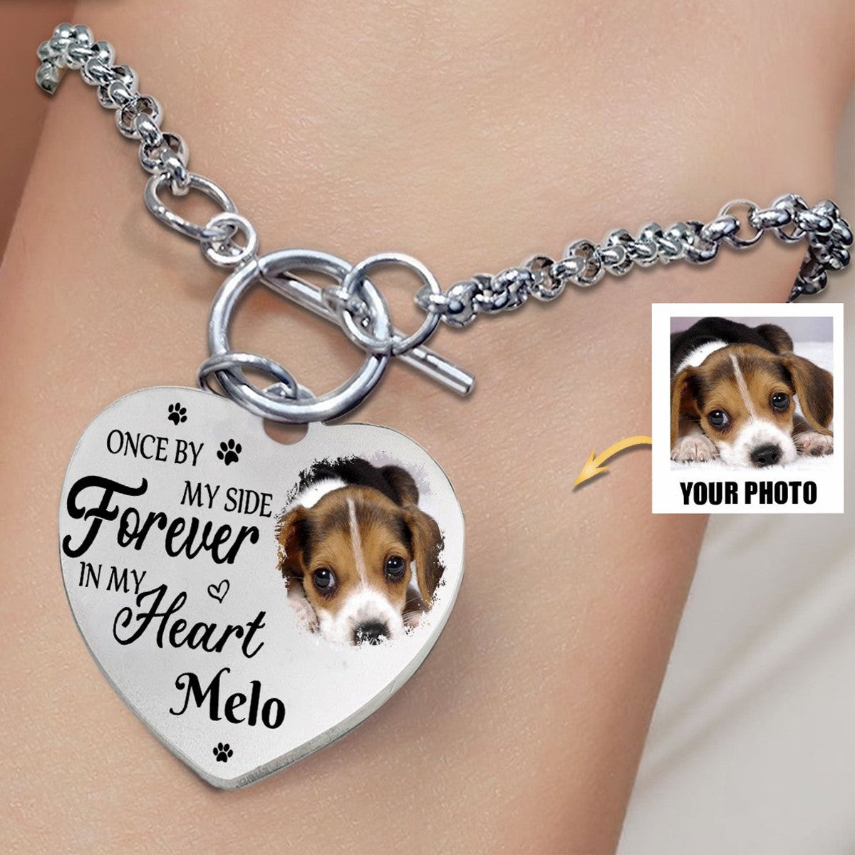 Pet Lovers - Once By My Side Forever In My Heart - Personalized Heart Bracelet (HJ) - The Next Custom Gift
