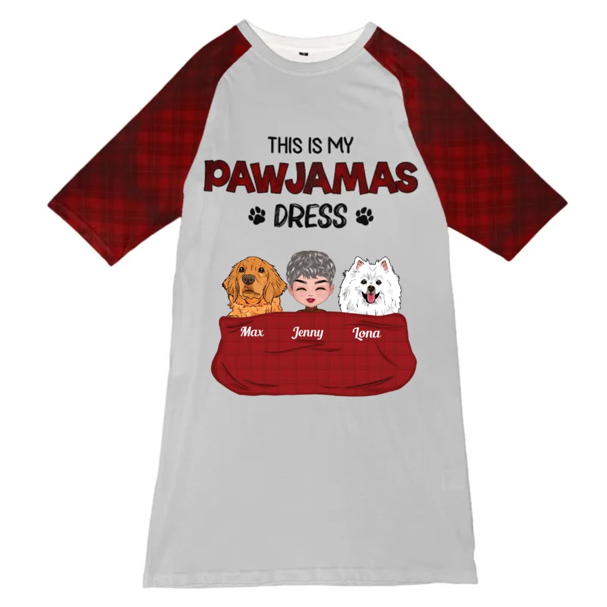 Pet Lovers - This Is My Pawjamas Dress - Personalized 3/4 Sleeve Dress (VT) - The Next Custom Gift