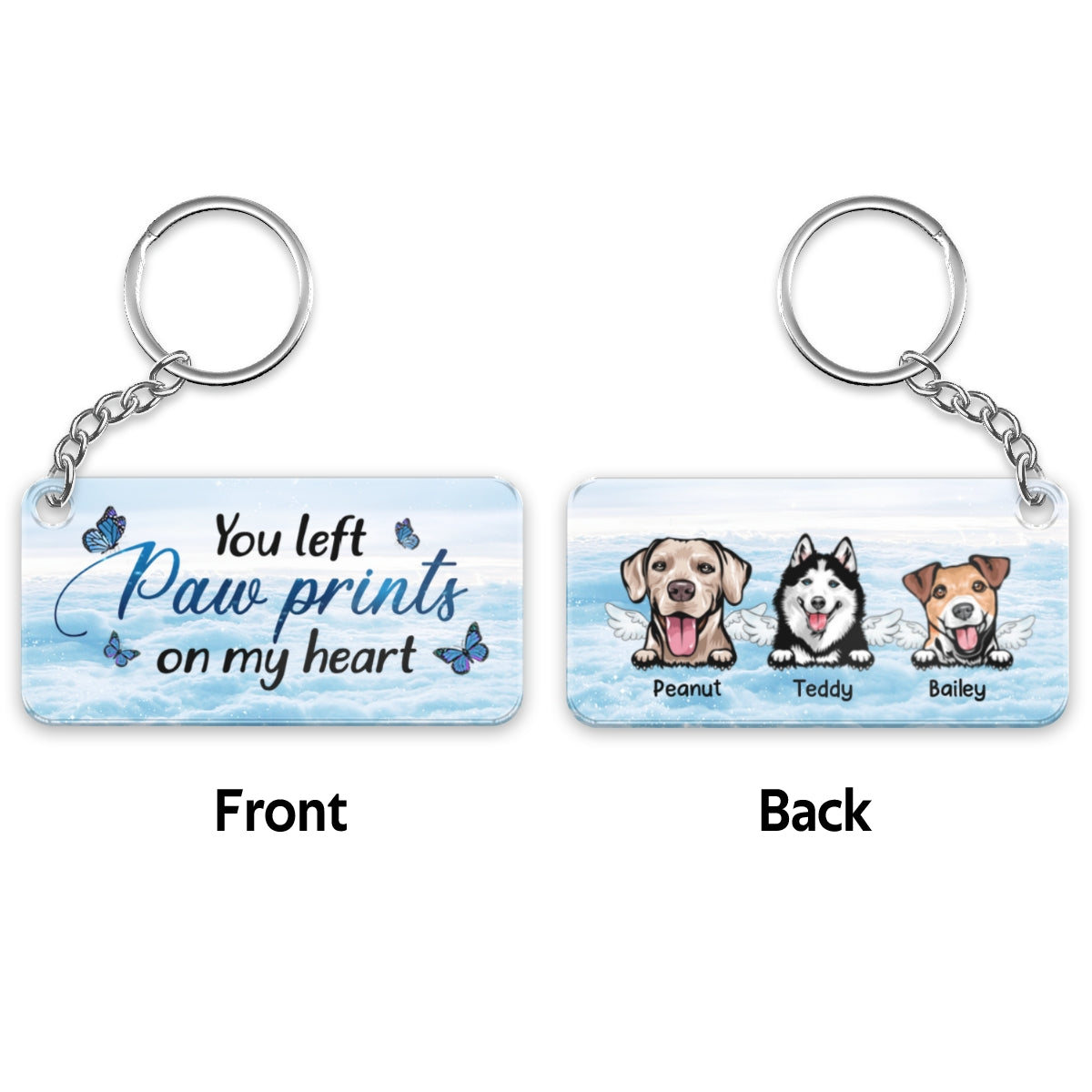 Peeking Dogs Cats Pet Memorial Remembrance Gift Personalized Acrylic Keychain