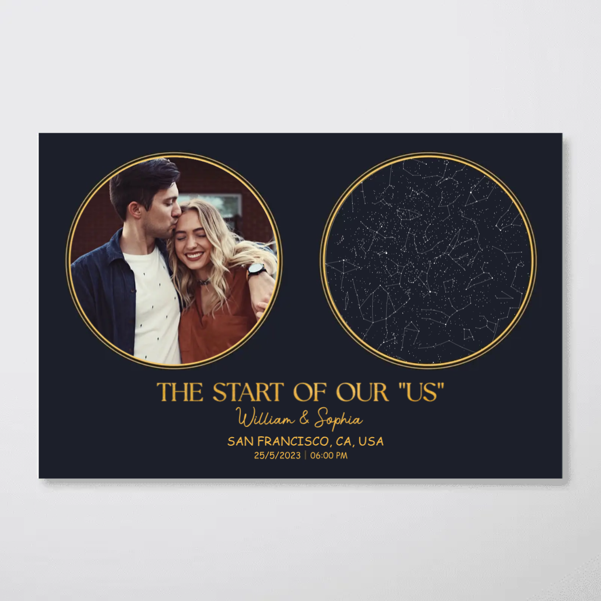 Capturing The Moment Couple Custom Golden Star Map Personalized Poster, Heartfelt Anniversary Gift For Couple, For Her, For Him