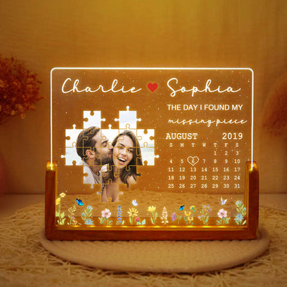The Day I Found My Missing Piece Upload Photo Puzzle Calendar Personalized U-Base Acrylic LED Night Light